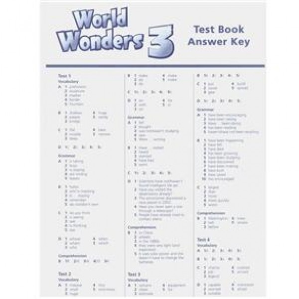World Wonders 3 Tests Answer Key
