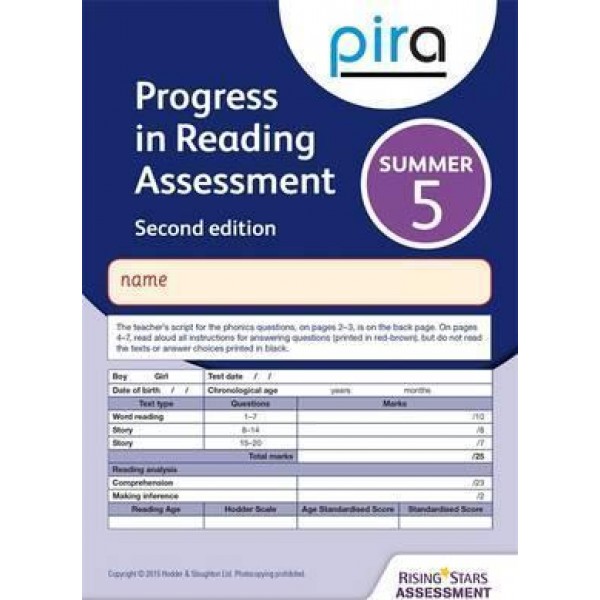 PIRA Test 5, Summer (Progress in Reading Assessment)